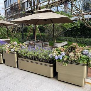不锈钢花箱定制成品花坛商业街道隔断外花槽树池组合移动铁花碗