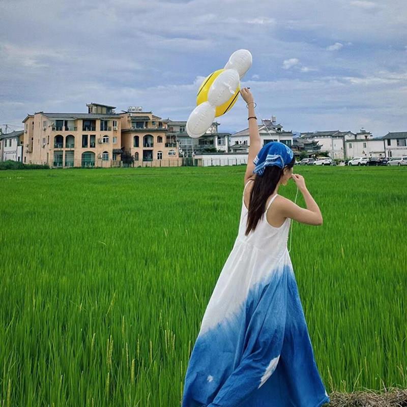 扎染洋装白胚DIY材料包手工免煮扎染颜料液体创意美术吊带裙子.图片