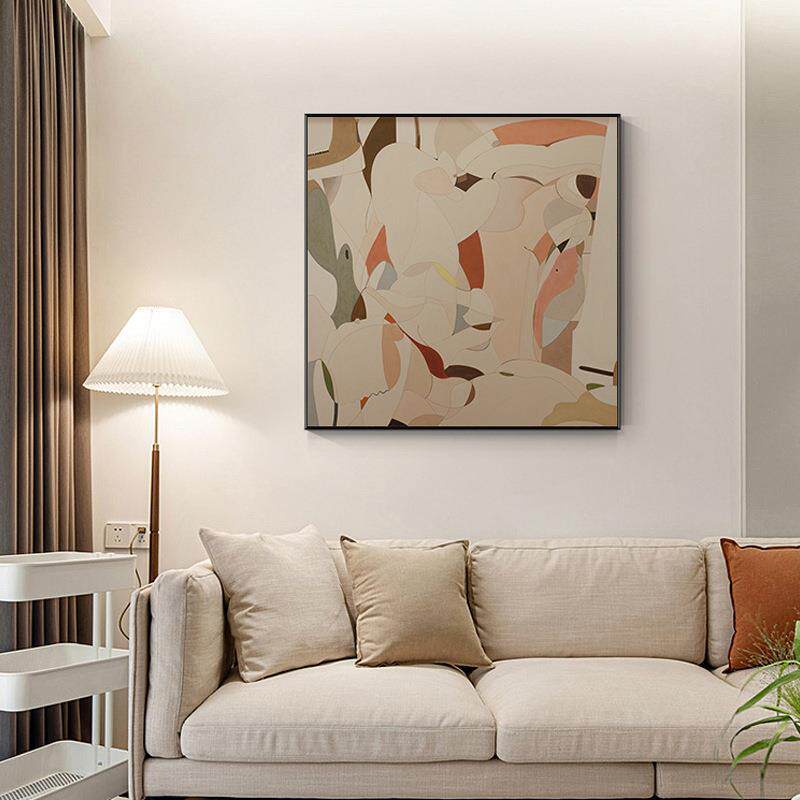 北欧风客厅装饰画抽象艺术奶油风餐厅壁画现代简约卧室床头挂画