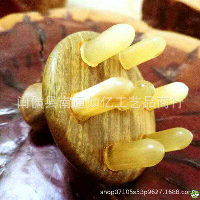 精品新款圆齿牛按922252摩天然绿檀木按头疗刮痧头皮经络头梳角七