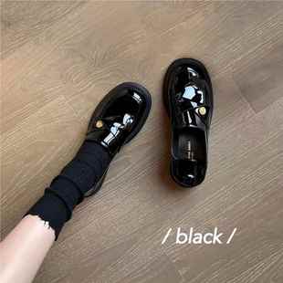 Platform lazy fashion shoes with chunky heels懒人女小皮鞋