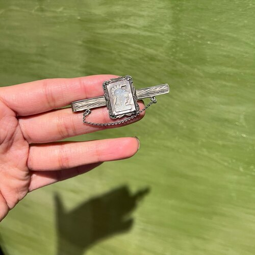 不退不换  超精致银领带夹胸针  意大利