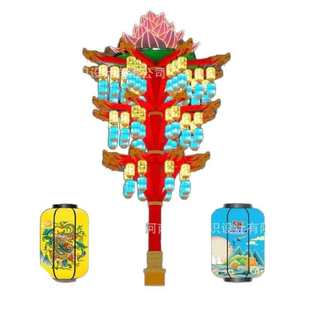 文旅景区户外防水仿古街道国潮pe亚克力八角宫灯架大唐不夜城灯笼