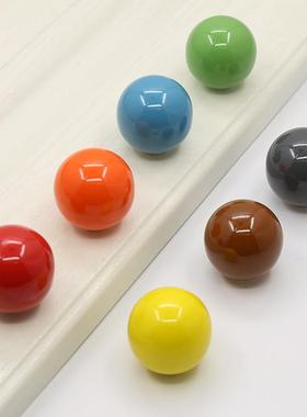 彩色陶瓷柜门拉手简约橱柜衣柜抽屉球圆型单孔拉手瓶子盖手柄把手