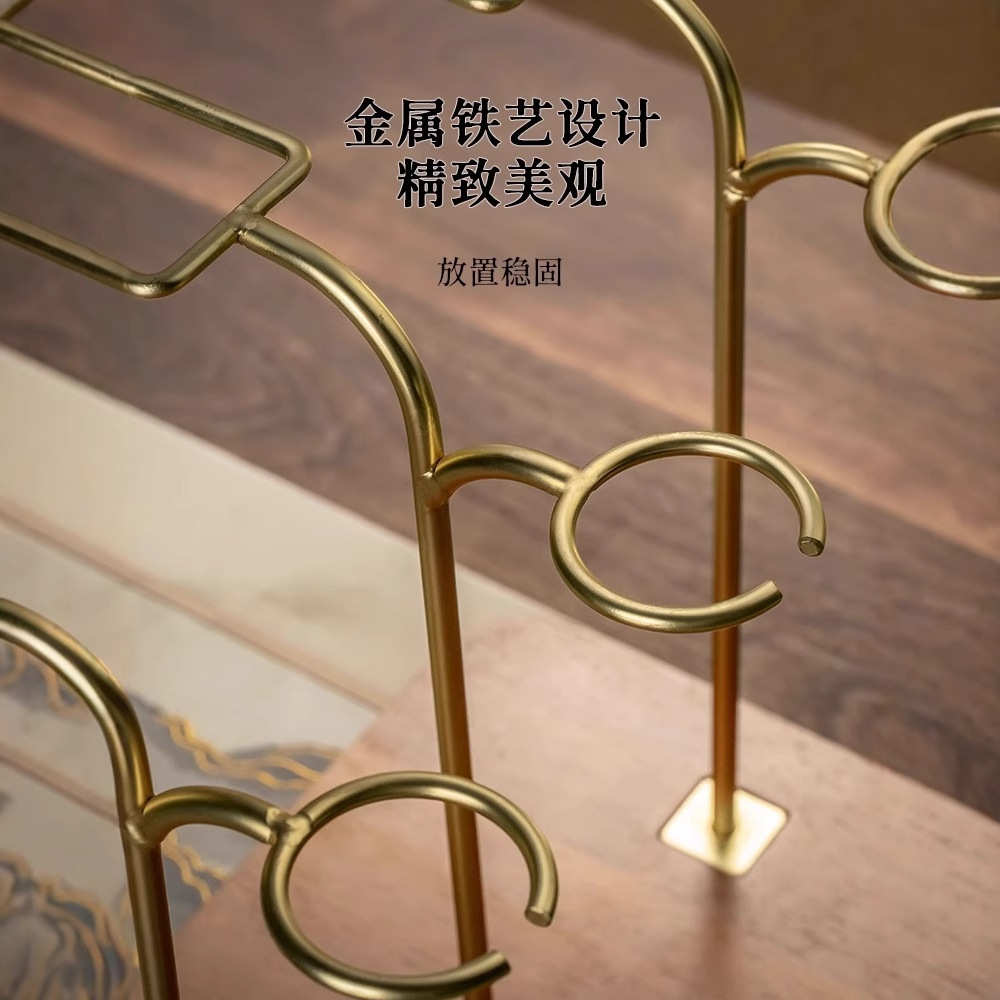 中式高档酒柜红酒杯架子家用倒挂酒架葡萄高脚杯置物架收纳架摆件