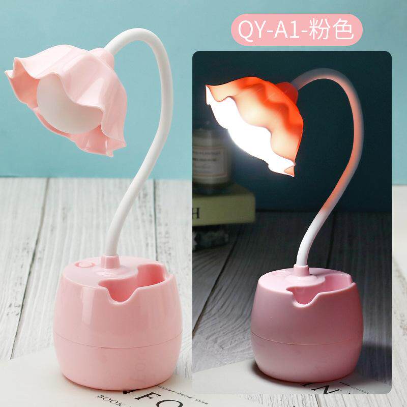 台灯学习专用少女心书桌写作业女孩公主写字床头护眼灯可充电