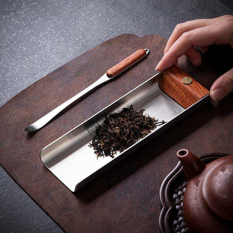 花梨木铜制茶则家用高端茶勺茶艺赏茶荷茶铲茶具配件茶拔醒茶器