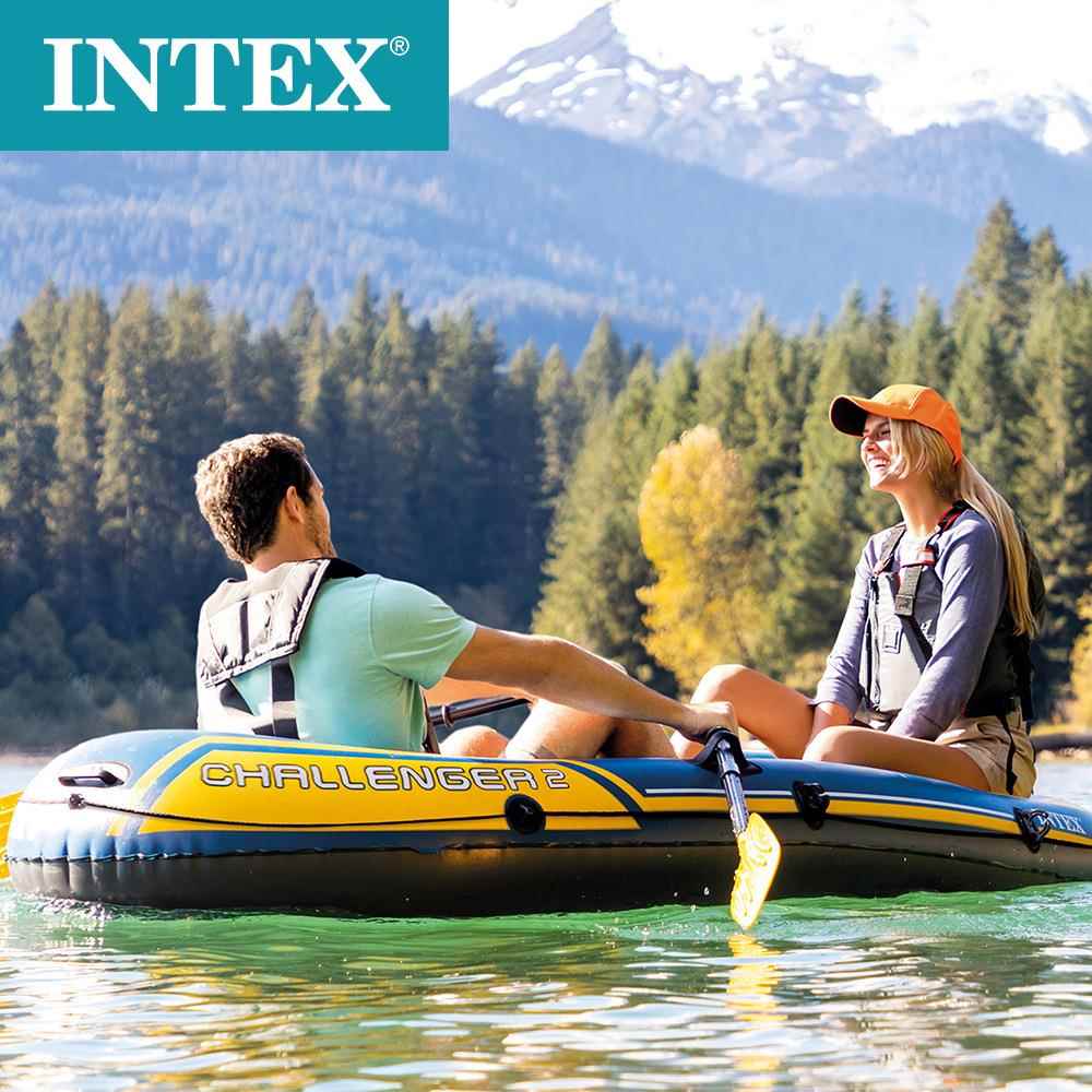intex68367充气船挑战者二人船组漂流船户外单人游艇独木舟