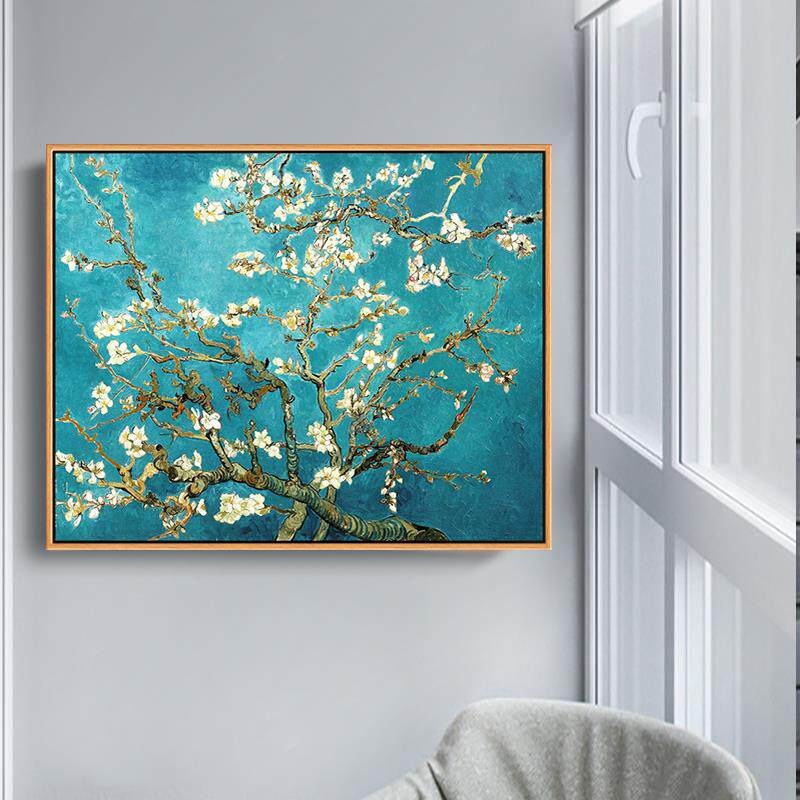 杏花 梵高世界艺术微喷画简约现代装饰画有框挂画喷绘画花卉壁画