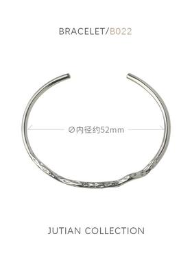 正品UTIAN高级感简约J冷淡风纯银手镯百搭不规礼则女细线条质感物