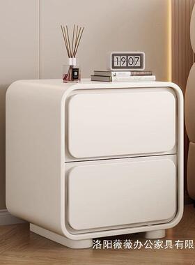 奶安油风床头柜皮革床免。装床收纳柜家用卧室头床头柜子小型边窄