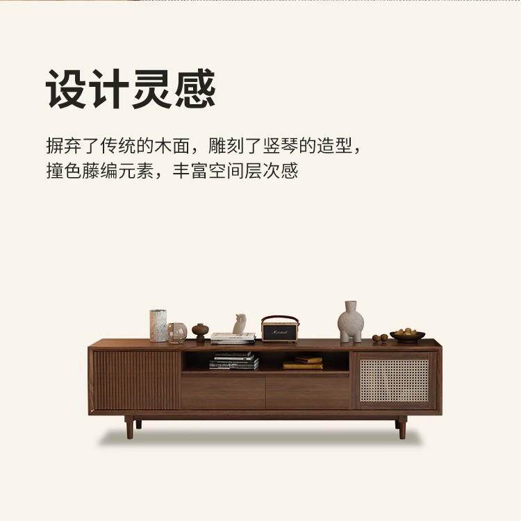 2026新款中古风全实木客厅卧室电视柜小户型家用收纳柜储物柜一体