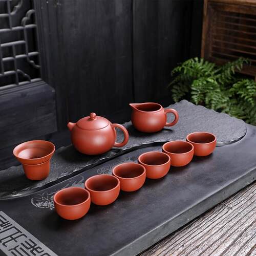 正品原矿朱泥紫砂壶茶茶室具套组家用办公陶瓷西茶壶施茶杯功夫具
