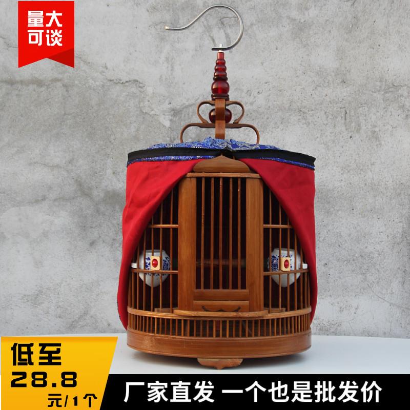特价贵州画眉鸟笼竹制全套配件土笼川凯里雕刻八哥鸟笼子大号装饰图片