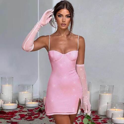 Women's Sequin Backless Mini Dress Sexy Party Bodycon Gown