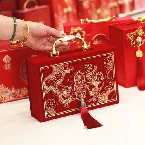 高档礼金盒丝绒礼金箱结婚彩礼聘金箱现金礼盒10万20万大红包订婚