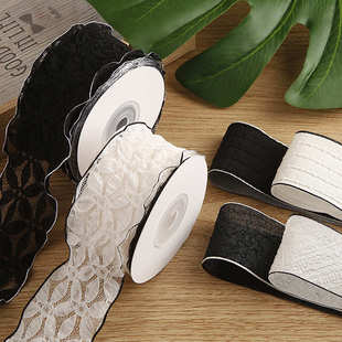 花礼帽鲜花蝴蝶结diy发饰材料丝带 鞋 花边蕾丝条纹雪纱织带 服装