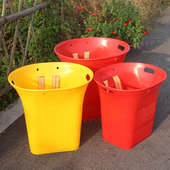 仿竹编塑料大背篼装 水果蔬菜捡菌子圆口背篓果园用背筐带绳孔提口