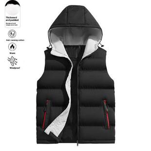 K 12062 Men Hooded Solid Color Vest 纯色连帽马甲