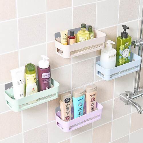 Bathroom Wall-Mounted Storage Shelf, No-Drill痕跡無需打孔長