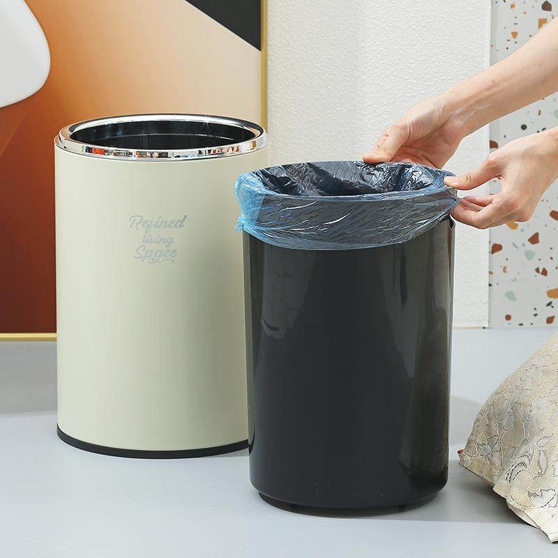 垃圾桶家用奶油风大号双层2024新款高颜值客厅印花轻奢纸篓卫生桶