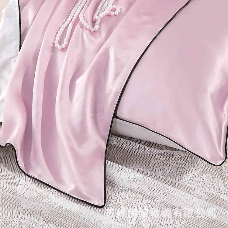 16姆米单真面BPC枕套AB版丝绸枕头套10丝0黑桑蚕丝边信封款工厂直