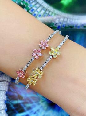 Simulation pink golden tourmaline five-leaf clover brlet wom