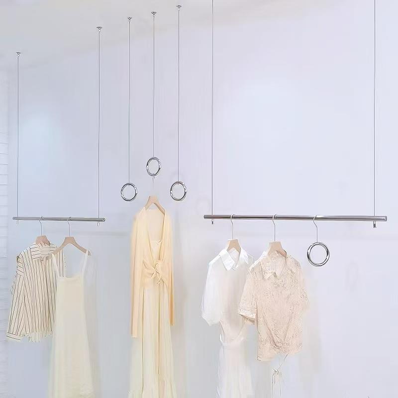 新款直销服装店展示架吊顶架悬挂女装店衣架钢丝绳吊杆橱窗装饰不