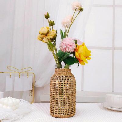 Rattan Vase Household Flower Home Decor Tabletop Dried Flowe