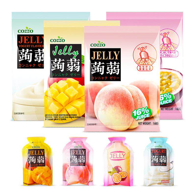 马来西亚进口零食cozzo蒟蒻果冻低卡0脂百香果水蜜桃可吸果汁布丁