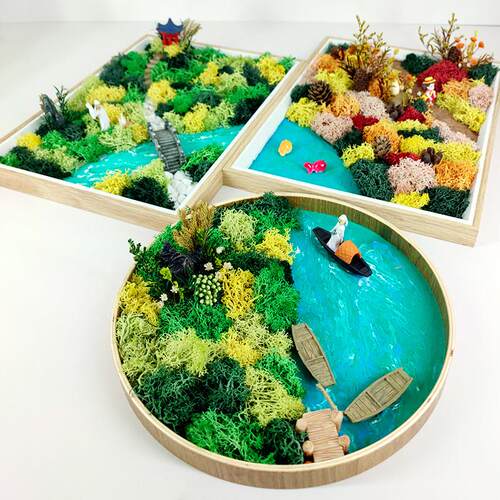 DIY苔藓画 画微景观相框材料包亲子暖场活动立体干 干燥花国风手