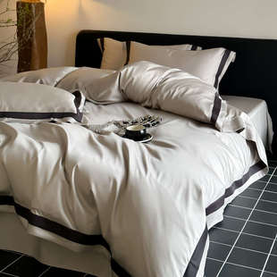 冰丝床单三件套简约床上用品 轻奢风100支天丝棉四件套纯色夏季