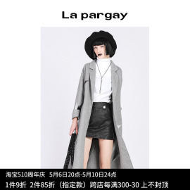 Lapargay纳帕佳2024羊毛混纺大衣宽松廓形毛呢外套女中长款潮