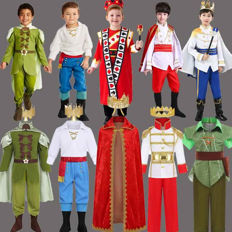 万圣儿童节角色扮演儿童青蛙亚力克白马王子骑士国王表演服装皇冠
