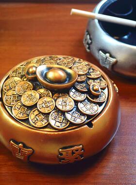 创意覆古浮雕聚宝盆吸引财富，大烟灰缸与盖子吸引财富，客厅，书