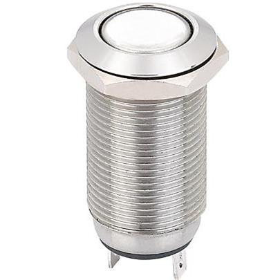 厂家直销高平圆形带LED电源指示灯开关 12MM金属防水按钮开关自锁