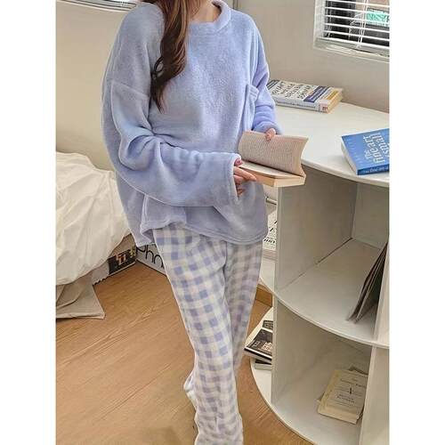 S 62829 Tilt coral fleece pajamas 歪头熊珊瑚绒睡衣