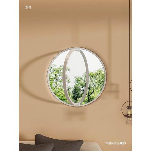 旋转窗户月亮窗复弧形公形寓艺术圆景玻QWE璃窗玄关窗网红月亮古