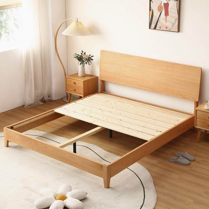 榉木实木床1.8米双人床工厂直销现代简约主卧婚床1米5儿童原木床