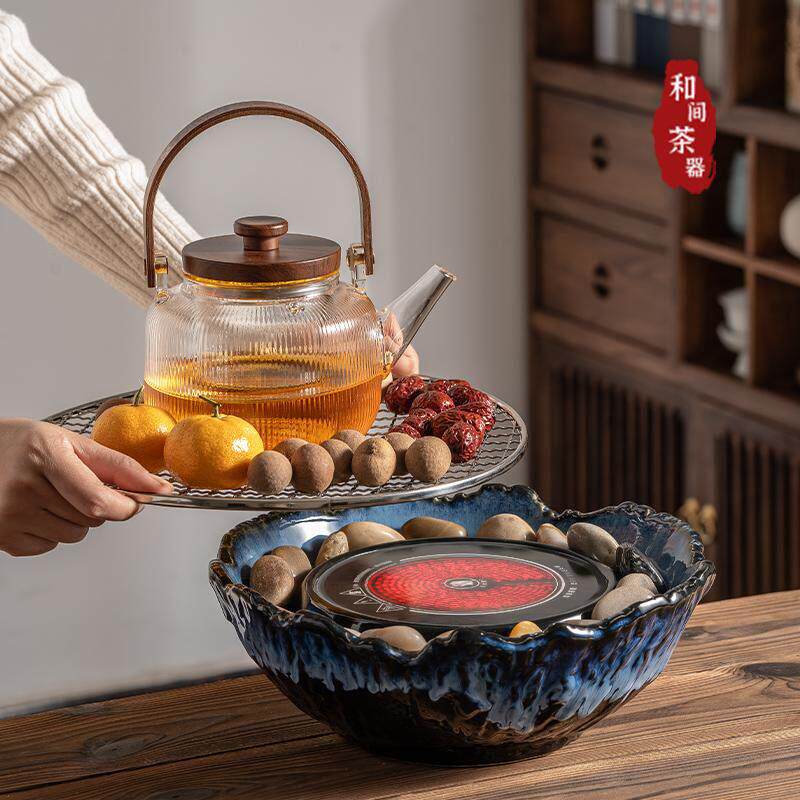 围炉煮茶电炉2024新款烤火炉套装玻璃茶壶泡茶家用煮茶炉煮茶器