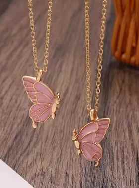 闺蜜小挂件二人闺蜜项链女二人款友谊项链好朋友项链一对滴油蝴蝶