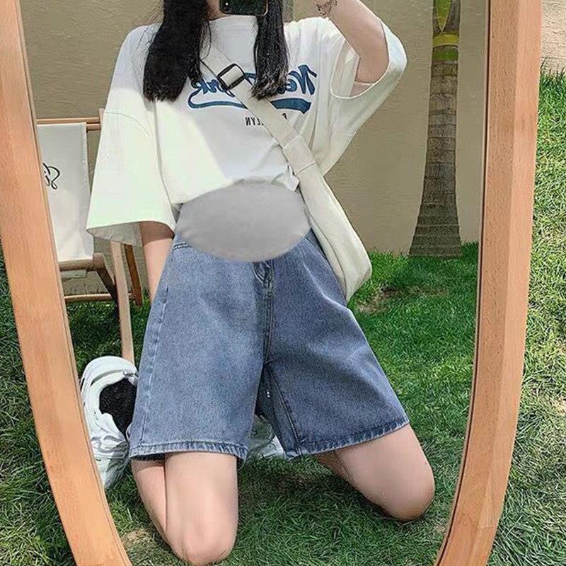 夏季薄款孕妇牛仔短裤五分裤外穿阔腿宽松加肥大码220斤孕妇短裤