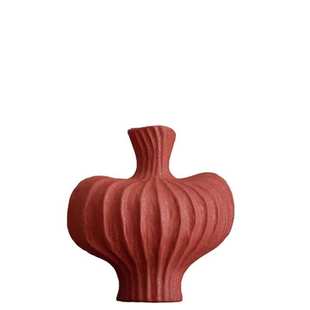 批发侘寂风陶瓷花瓶 中古高级感艺术红色花器 摆件 美学派对道具