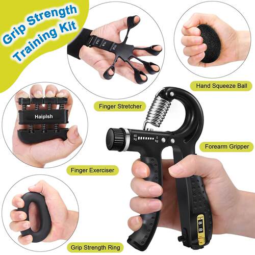 5-Pack Grip Trainer Kit: Finger/Hand Exercisers, Hand Grippe