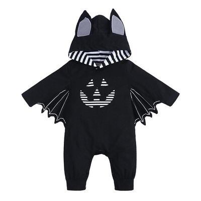 Halloween Baby Little Bat Hooded Long Sleeve Romper