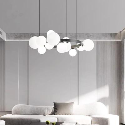 北欧奶白玻璃泡泡灯客厅餐厅儿童房卧室灯圆圈魔豆样板房创意吊灯