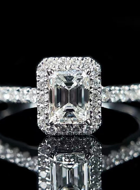 GIA证书0.3克拉D色VS2净度EX VG无荧光祖母绿钻石18K定制钻戒XG