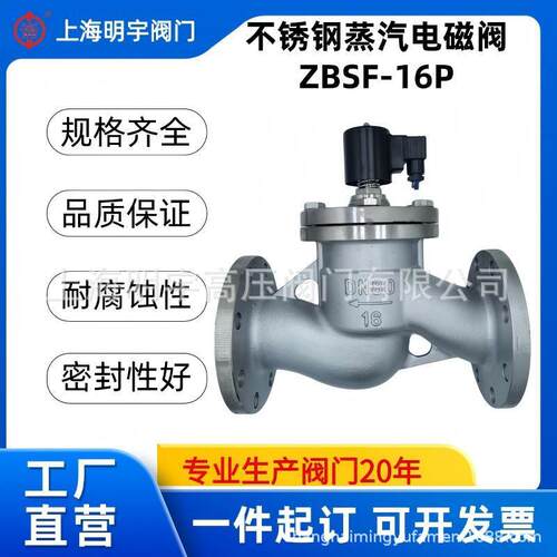上海明宇ZBSF不锈钢法兰蒸汽电磁阀304活塞式高温常闭式电磁阀DN5