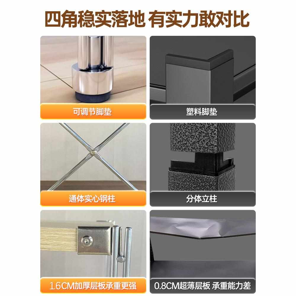 简约日式风厨房落地置物架家用阳台组合收纳架微波炉烤箱储物架