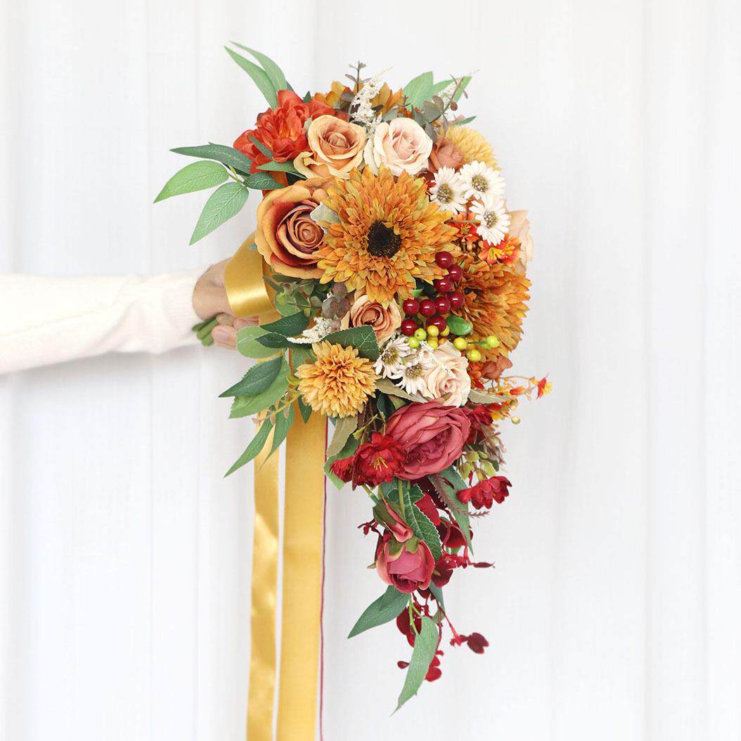 结婚新娘水滴手捧花欧式婚礼拍照瀑布手拿花仿真花婚庆场景布置